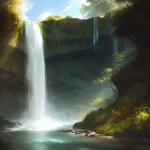 Serenity Falls: Captivating cascade amidst lush wilderness.