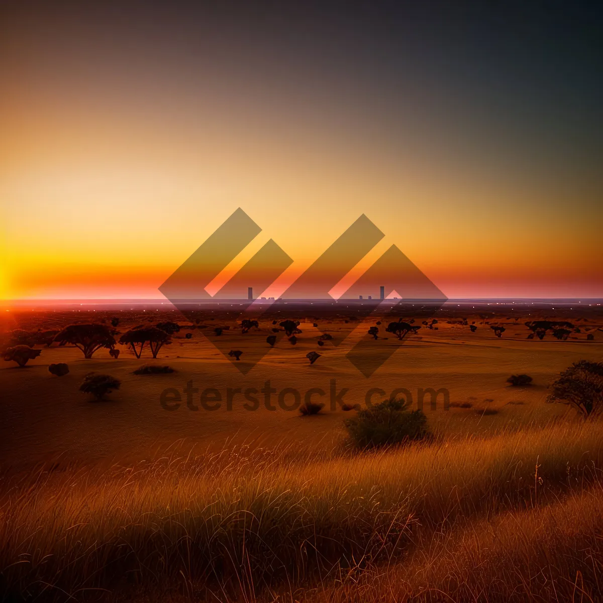 Picture of Coastal Sunset: A Serene Orange Sky Over the Beach