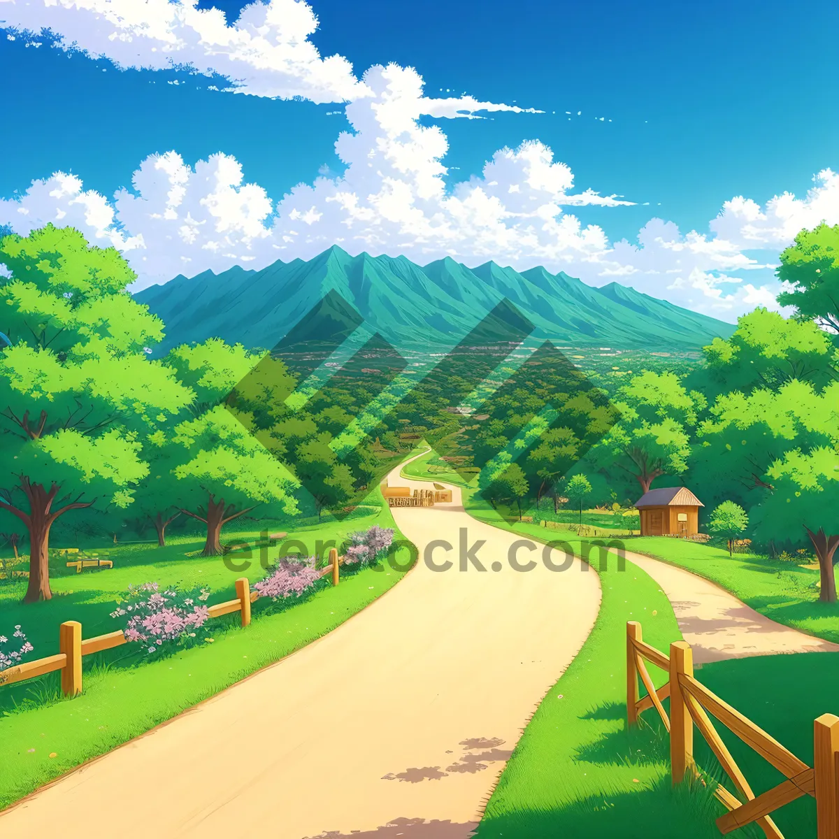 Picture of Idyllic Countryside Golf Course with Rolling Hills and Open Skies