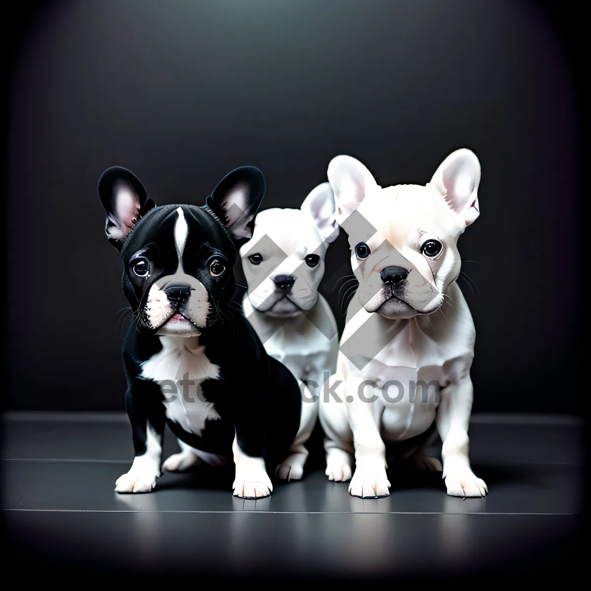 Picture of Cute Bulldog Puppy - Purebred Canine Studio Portrait