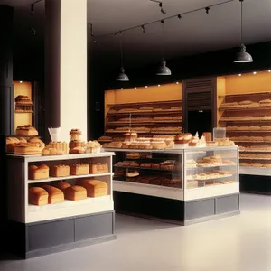 Bakery Shop Interior: Modern Kitchen Design with Wood and Stainless Accents