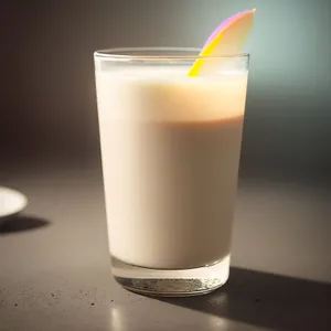 Refreshing Eggnog Drink with Fruit and Candle