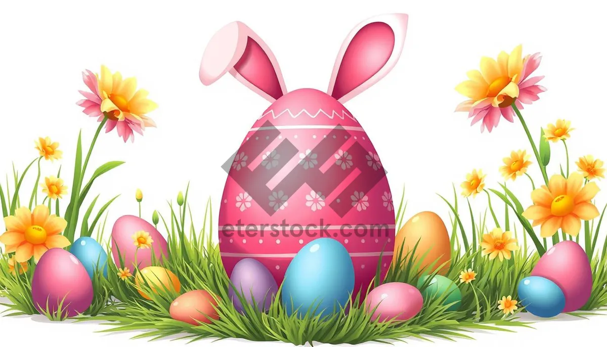 Picture of Floral Pink Bunny and Hen Graphic Icon