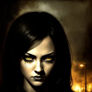 Dark-haired beauty with captivating gaze and alluring style