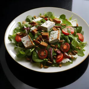 Fresh Gourmet Salad with Cheese and Vegetables