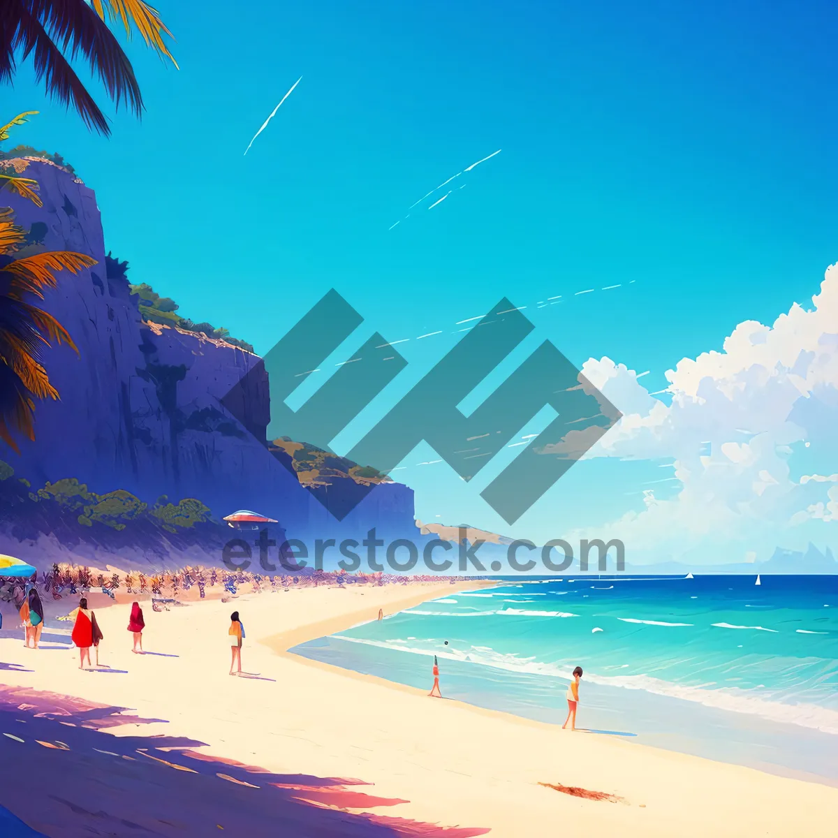 Picture of Turquoise Paradise: Serene Coastline with Palm Trees