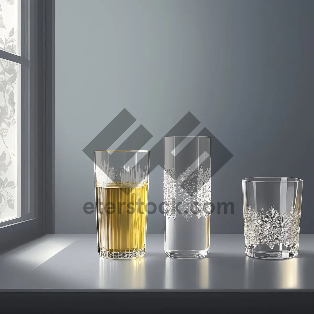 Picture of Golden Lager Beer Glass with Bubbling Refreshment