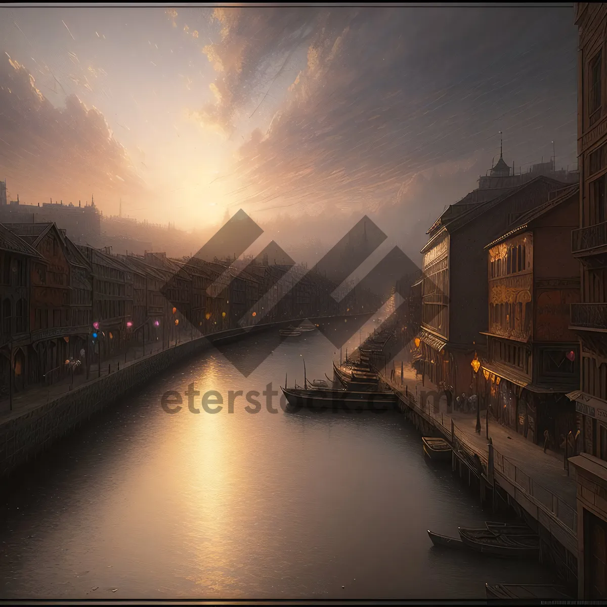 Picture of Urban Reflections: City Lights on the Canal Bridge