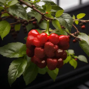 Fresh strawberry and raspberry berries closeup