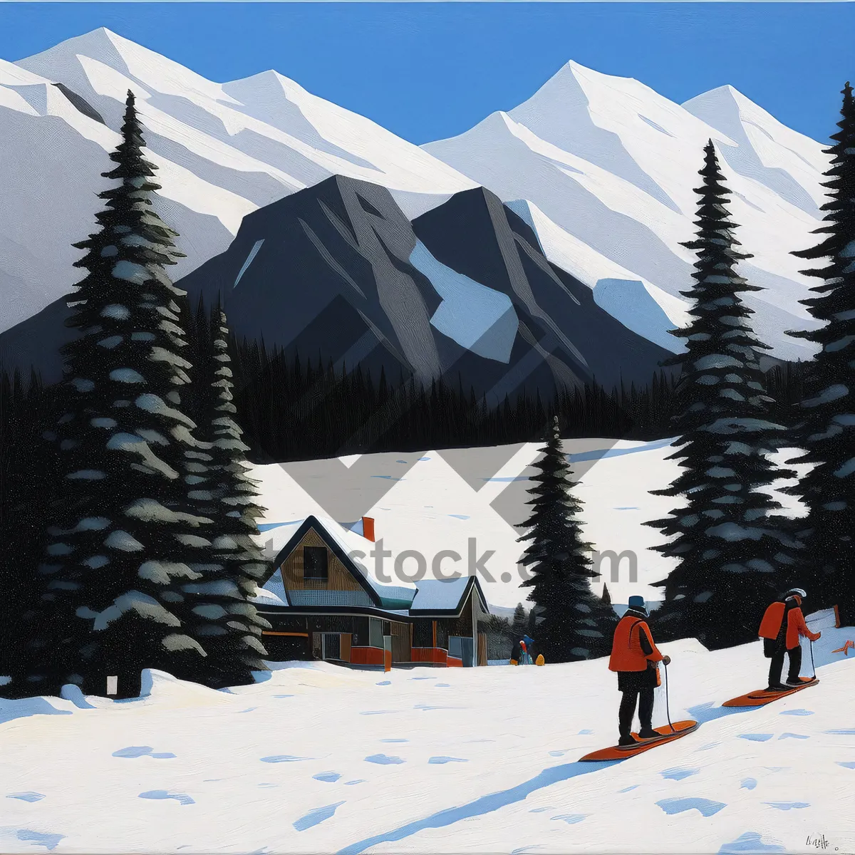 Picture of Frosty Alpine Ski Slope in Winter Wonderland