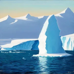 Arctic Glacier Surrounded by Snowy Mountains and Clear Blue Waters