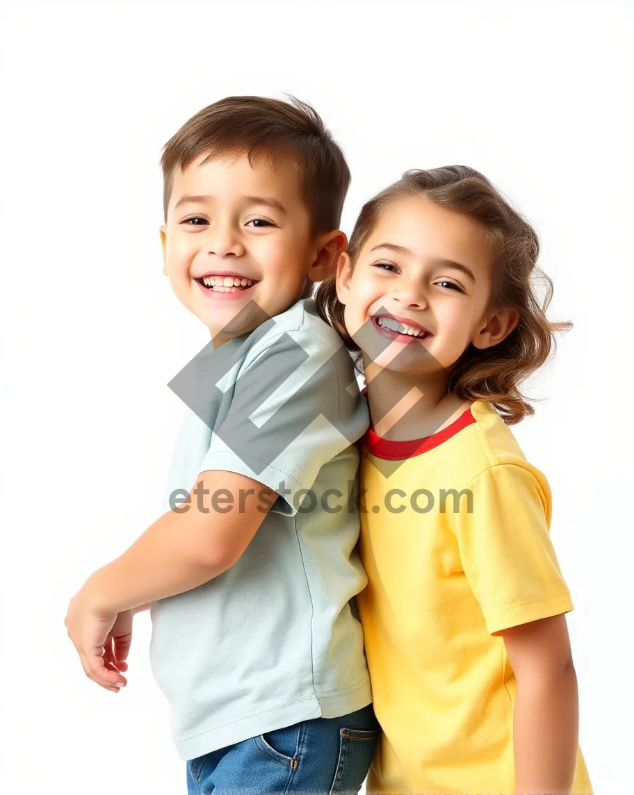 Picture of Happy family of four smiling together with gladiolus flowers.