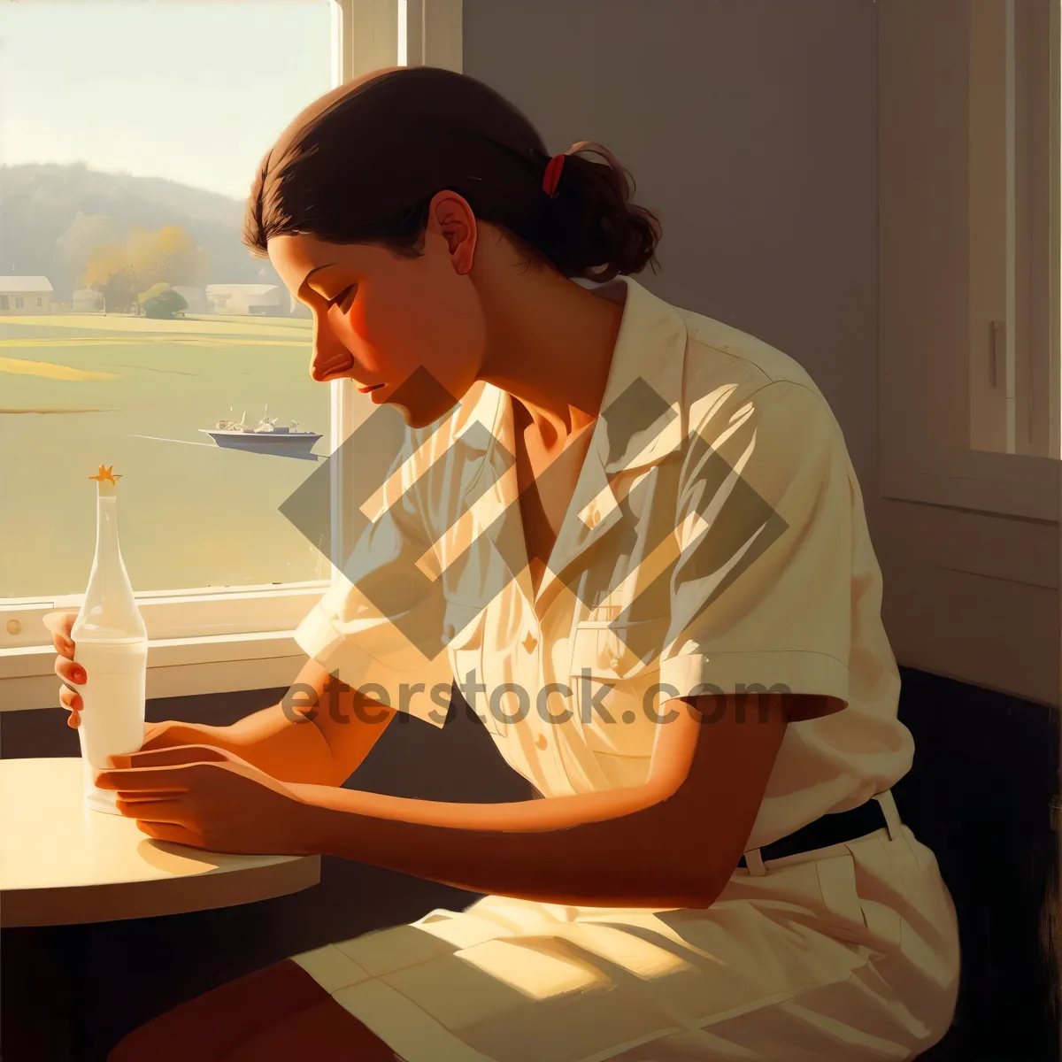 Picture of Happy Male Nurse Working at Desk in Office