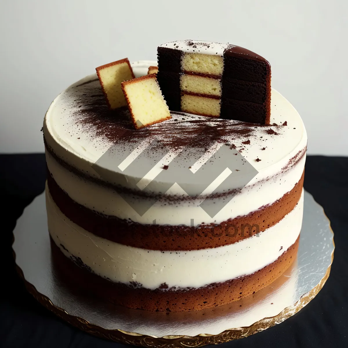 Picture of Delicious chocolate cake with fresh fruit garnish