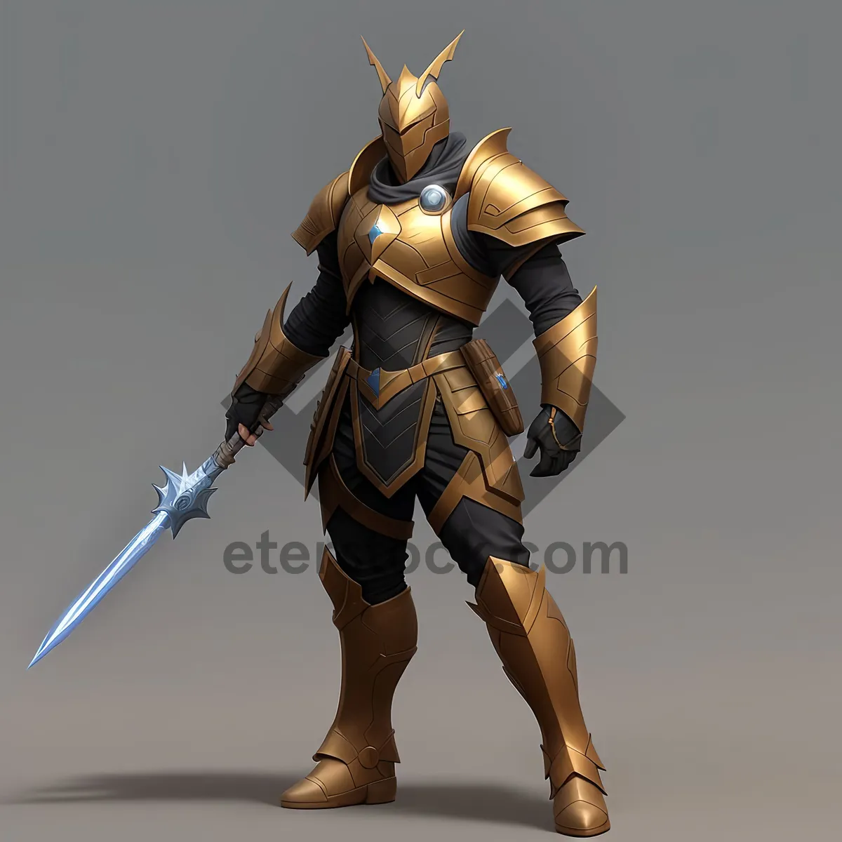 Picture of Warrior wielding javelin in protective armor