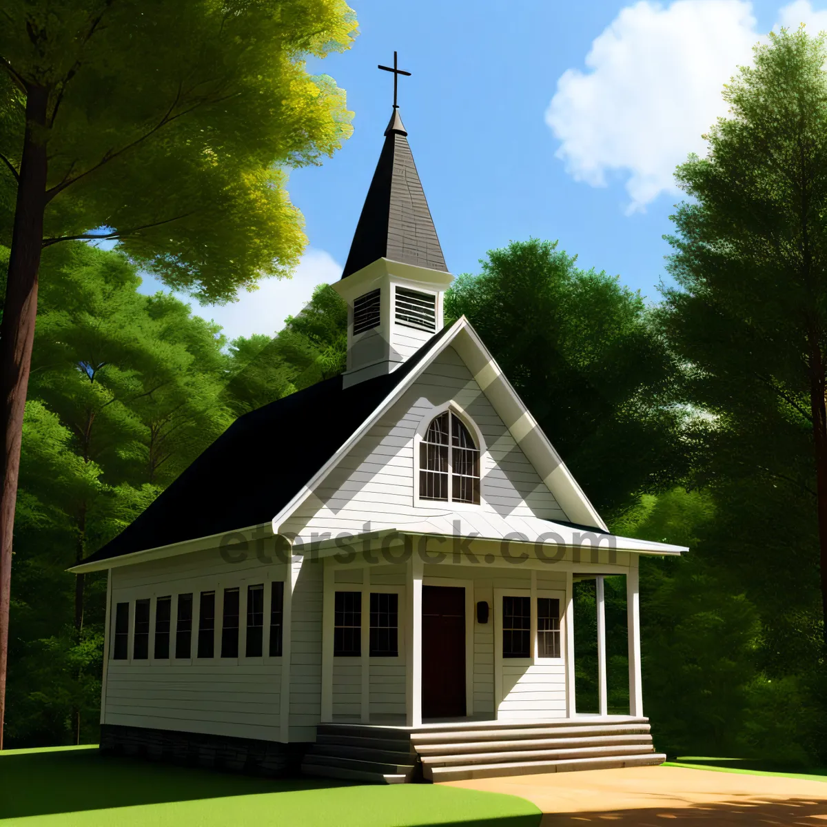 Picture of Old Brick Church Residing under Majestic Sky