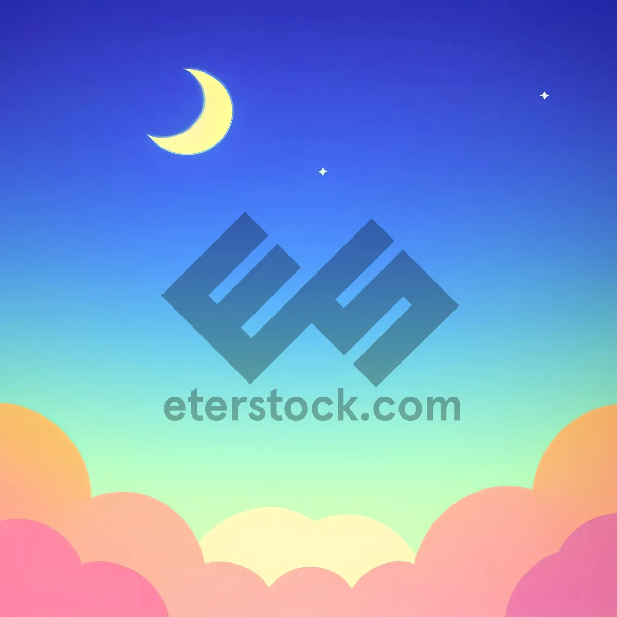 Picture of Mystical Moon Icon Set: Artful Cloudy Symbol Elements