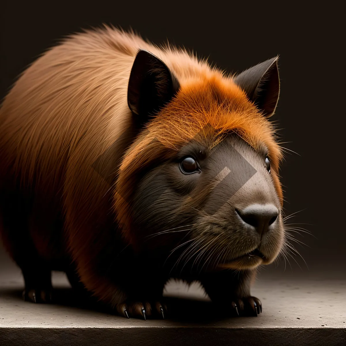 Picture of Adorable Brown Guinea Pig in Rural Grass Field