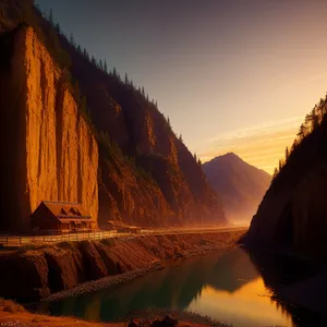 Majestic Canyon Landscape with Rocky Valleys and Sky-High Mountains