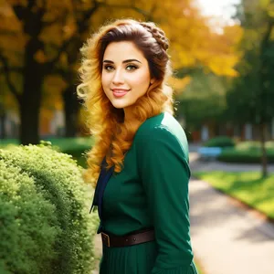 Smiling university student posing in a casual summer outfit at the park