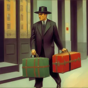 Businessman holding briefcase for corporate success