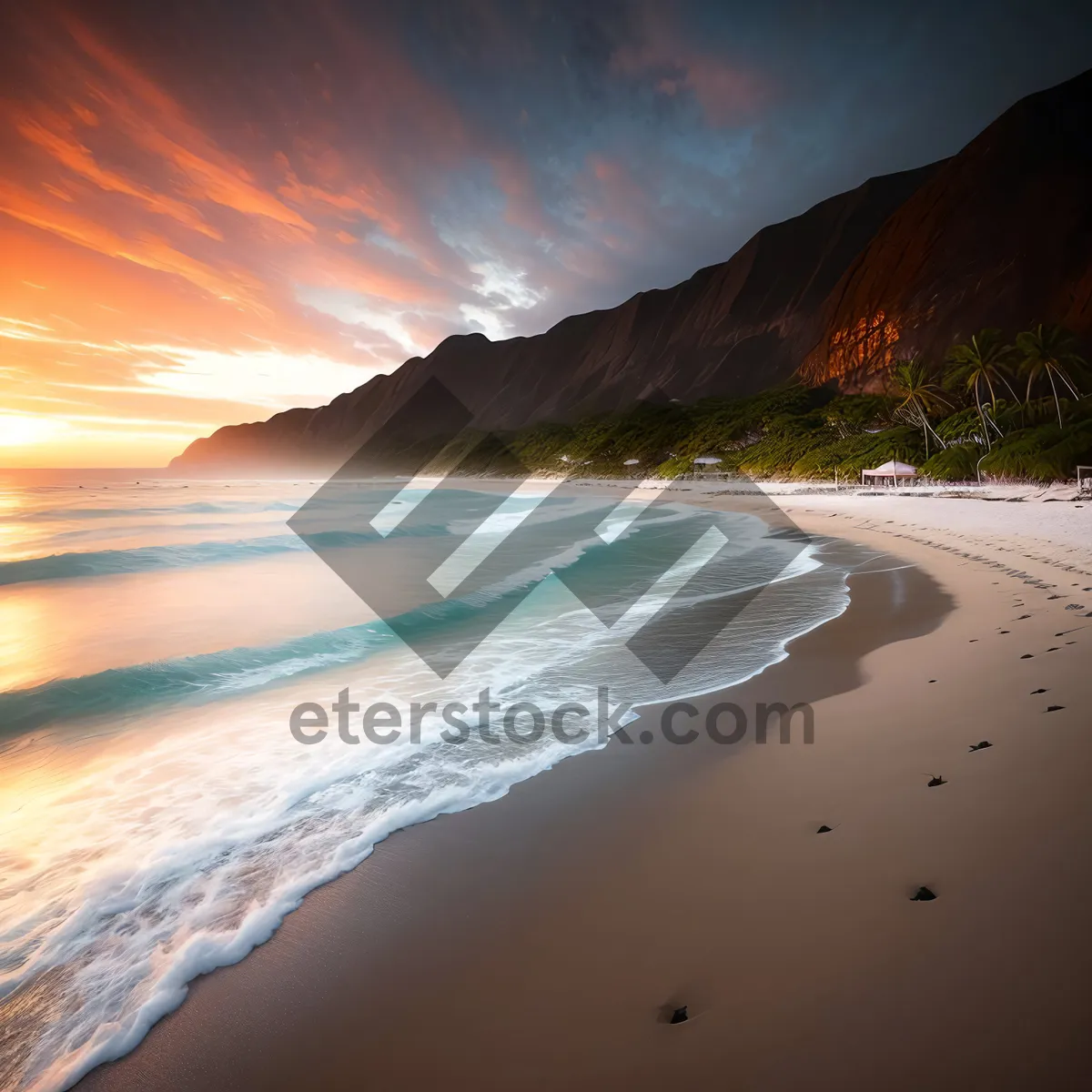 Picture of Serene Beachscape: Sandy Shores Meeting Turquoise Waves