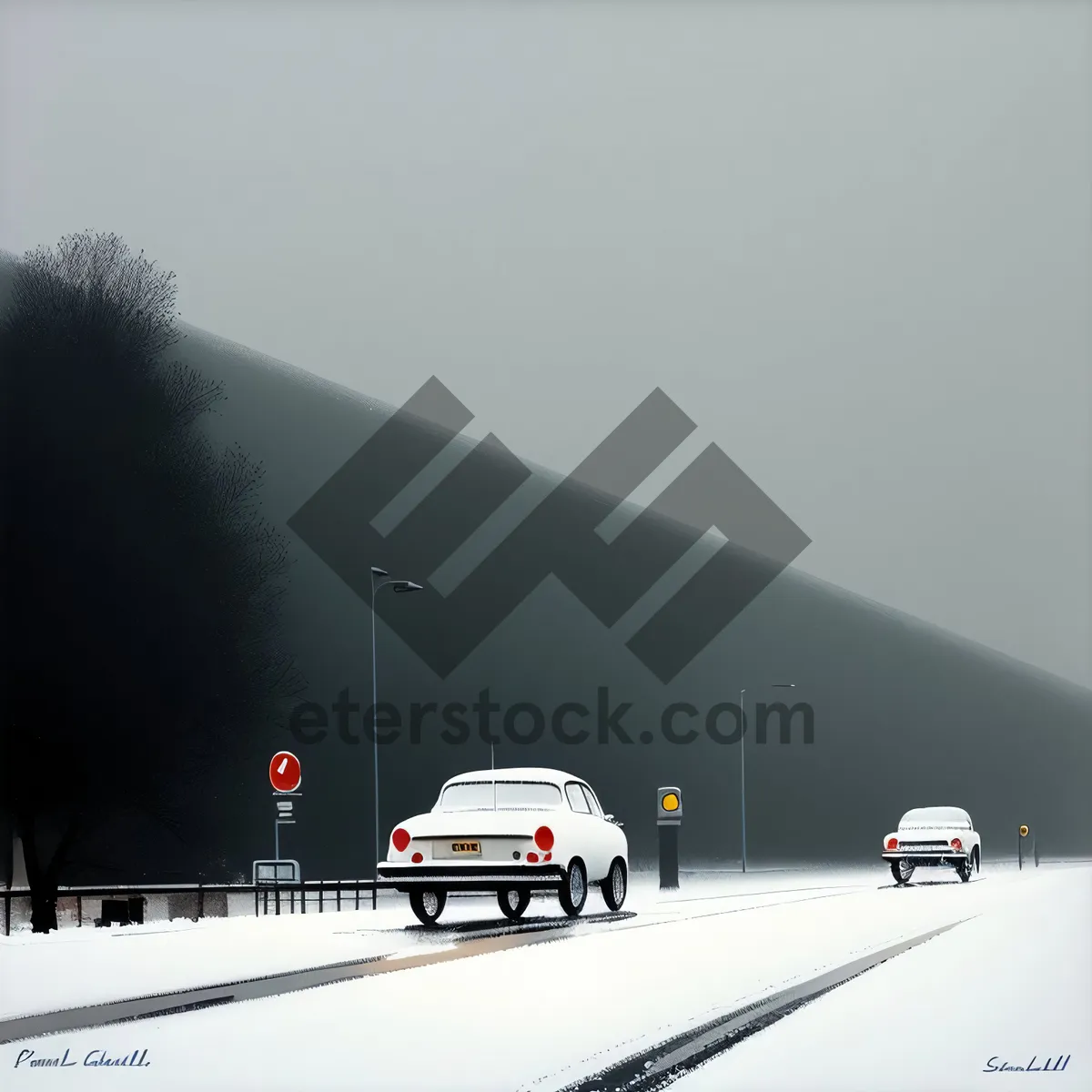 Picture of Scenic Winter Drive Through Snowy Mountains