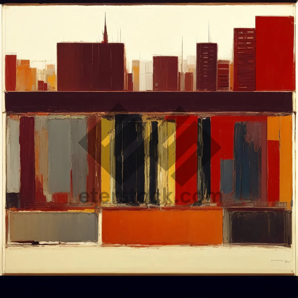 Picture of Library bookshelf with books and furniture.