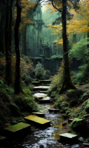 Serene Autumn Landscape by the Creek