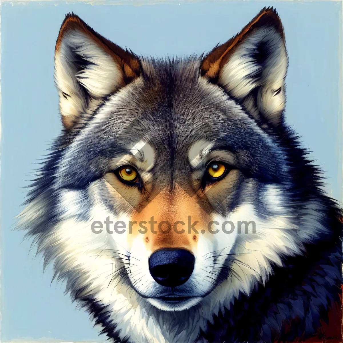 Picture of Majestic Canine Portrait: Domestic Wolf with Intense Eyes