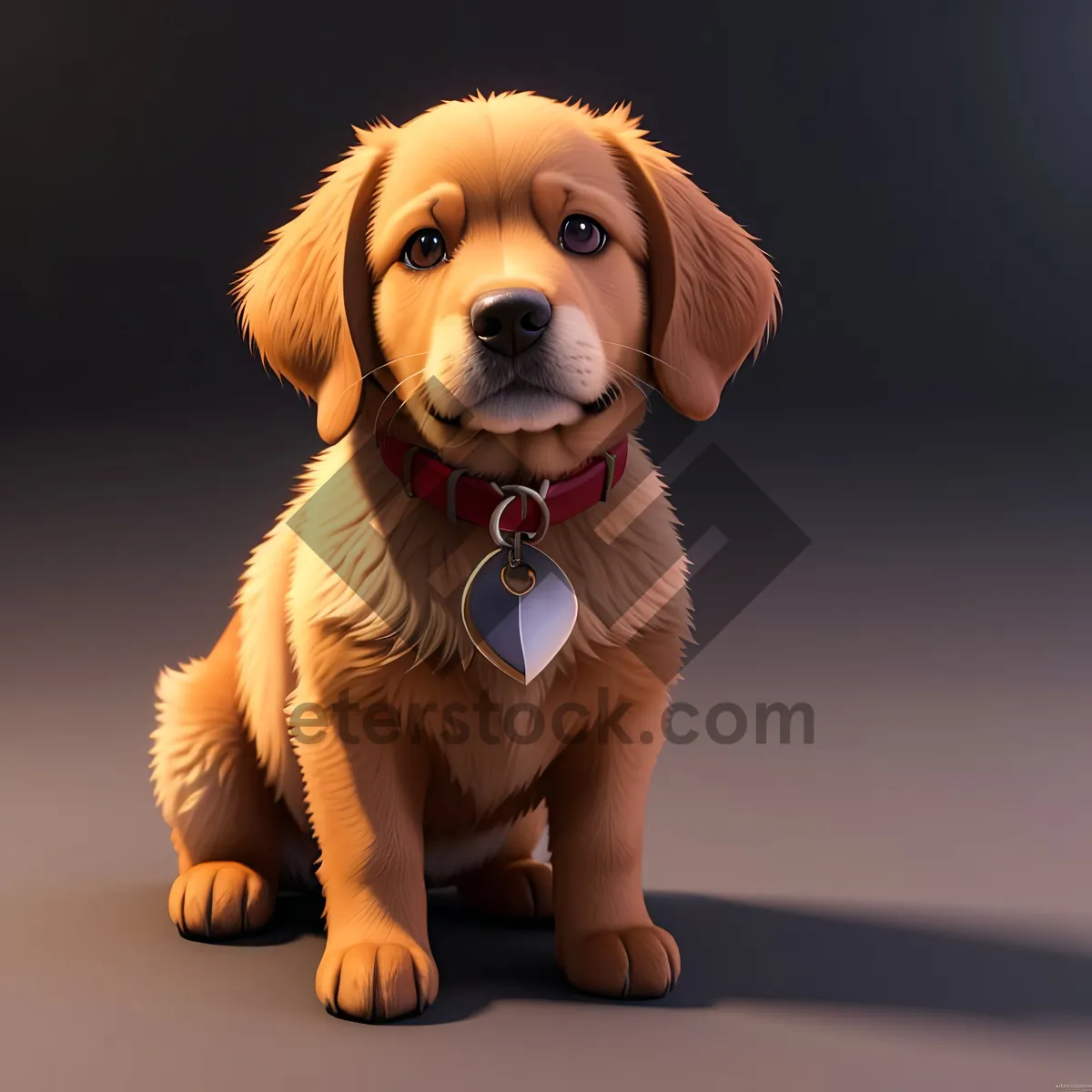Picture of Cute Golden Retriever Puppy Portrait with Brown Fur