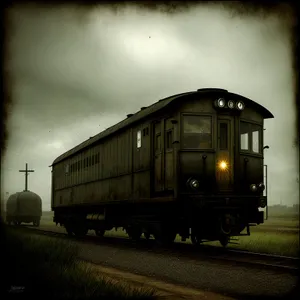 Vintage locomotive on railway track carrying cargo.