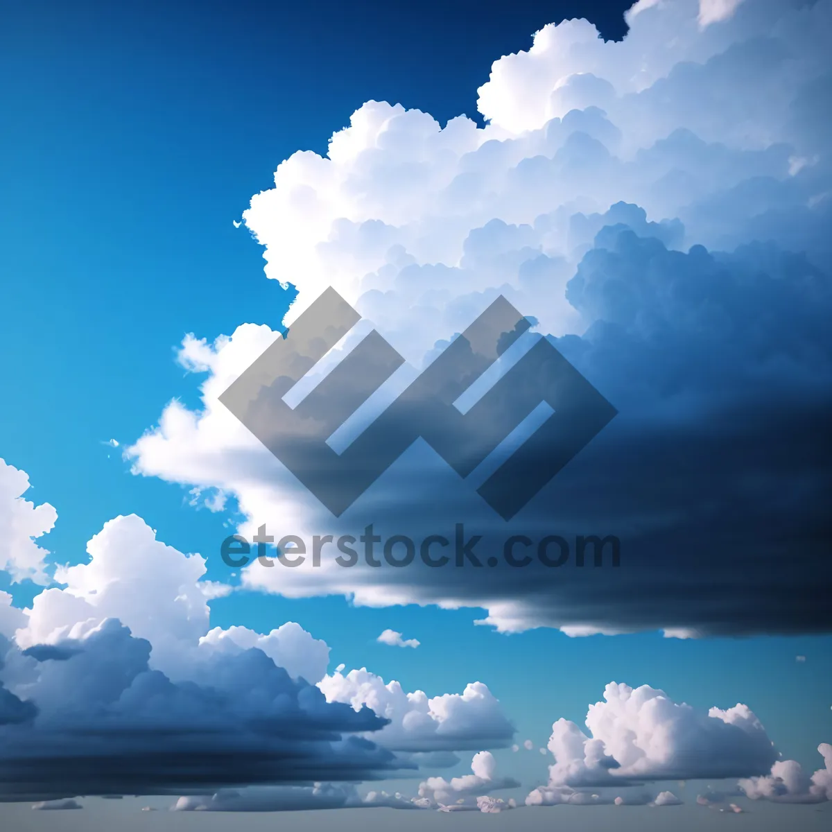 Picture of Vibrant Summer Sky with Fluffy Clouds