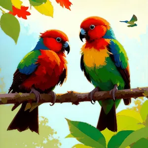 Vibrant Tropical Macaw Bird on Perch