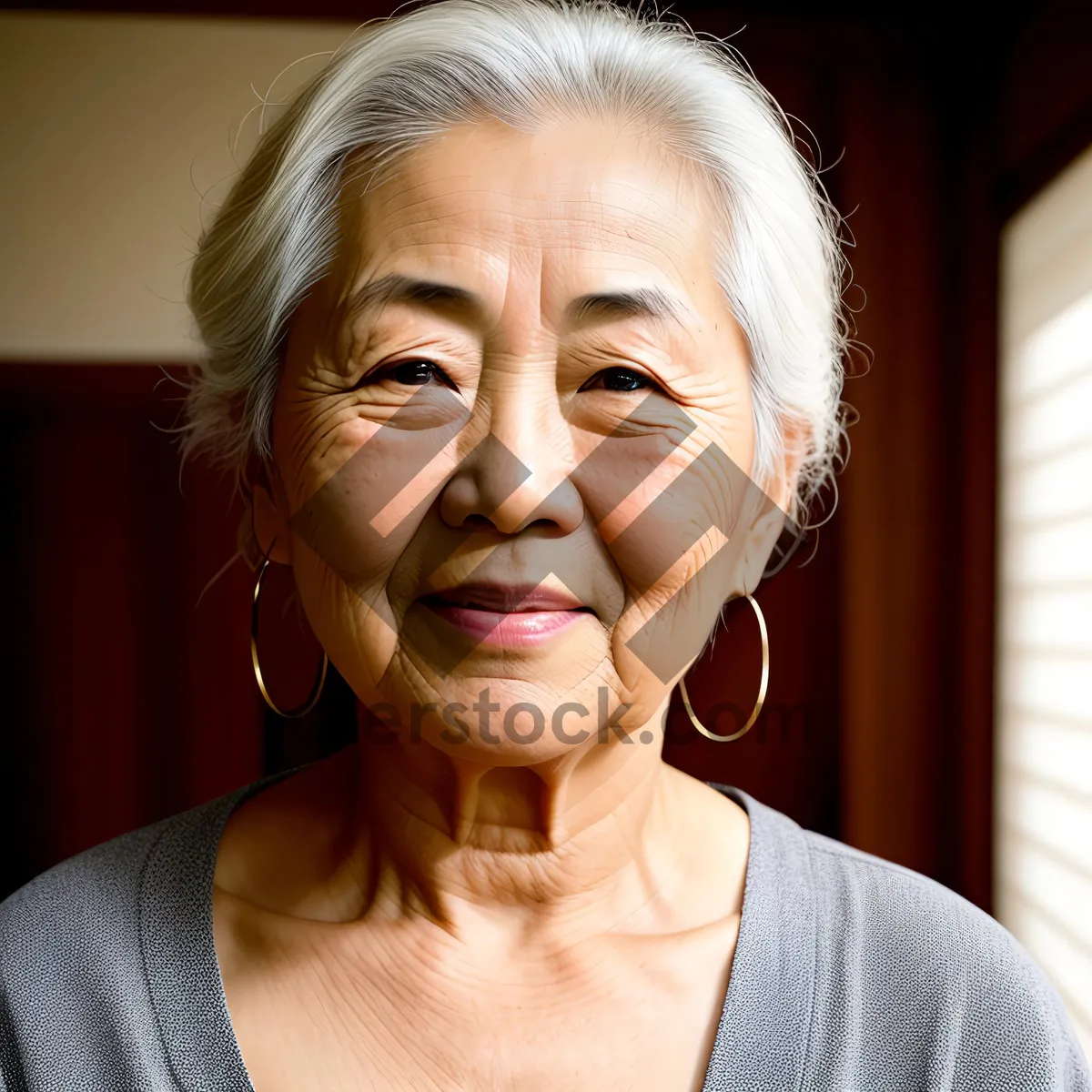 Picture of Smiling Grandma with Attractive Blond Hair