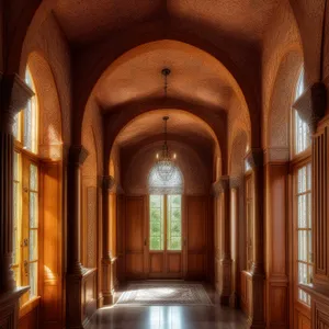 Stunning Gothic Cathedral Interior with Illuminated Arches