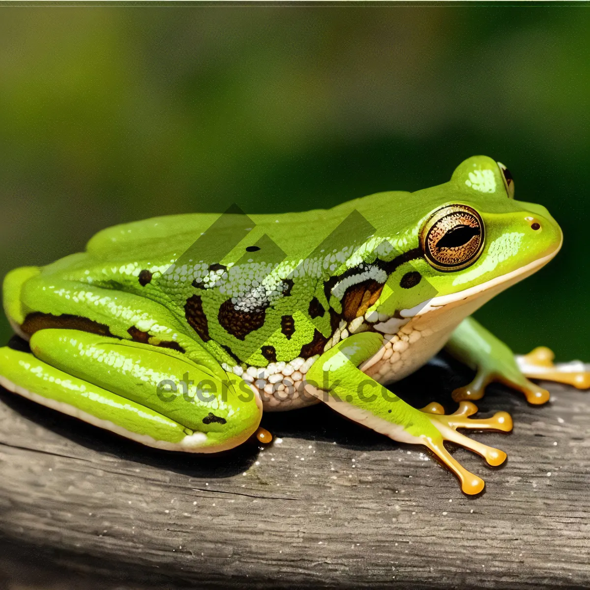 Picture of Vivid Orange Eyed Tree Frog Amidst Lush Foliage