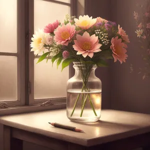 Pink Flower Vase on Windowsill