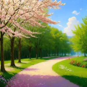Serene Summer Landscape with Lush Trees