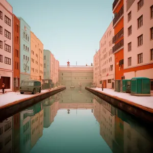 Cityscape Reflections over Historic Canal