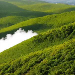 Serene Summer Sky with Majestic Mountain Landscape