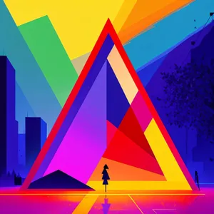 Colorful Pyramidal Graphic Art Design with Light Patterns