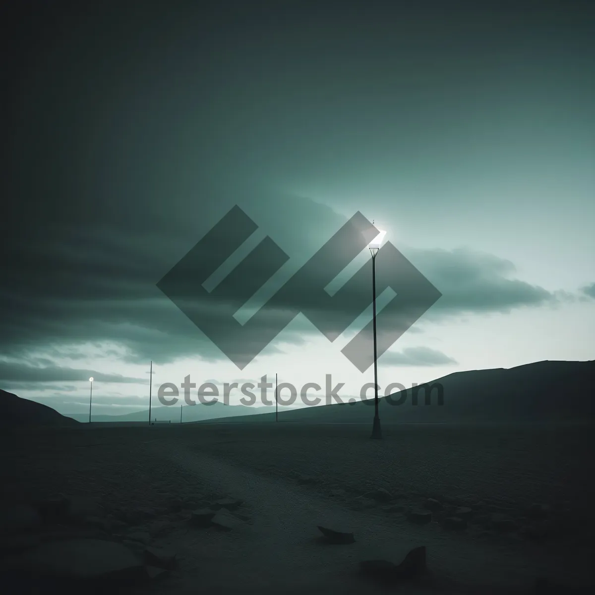 Picture of Sunset over Turbine: Serene Skyline Silhouette