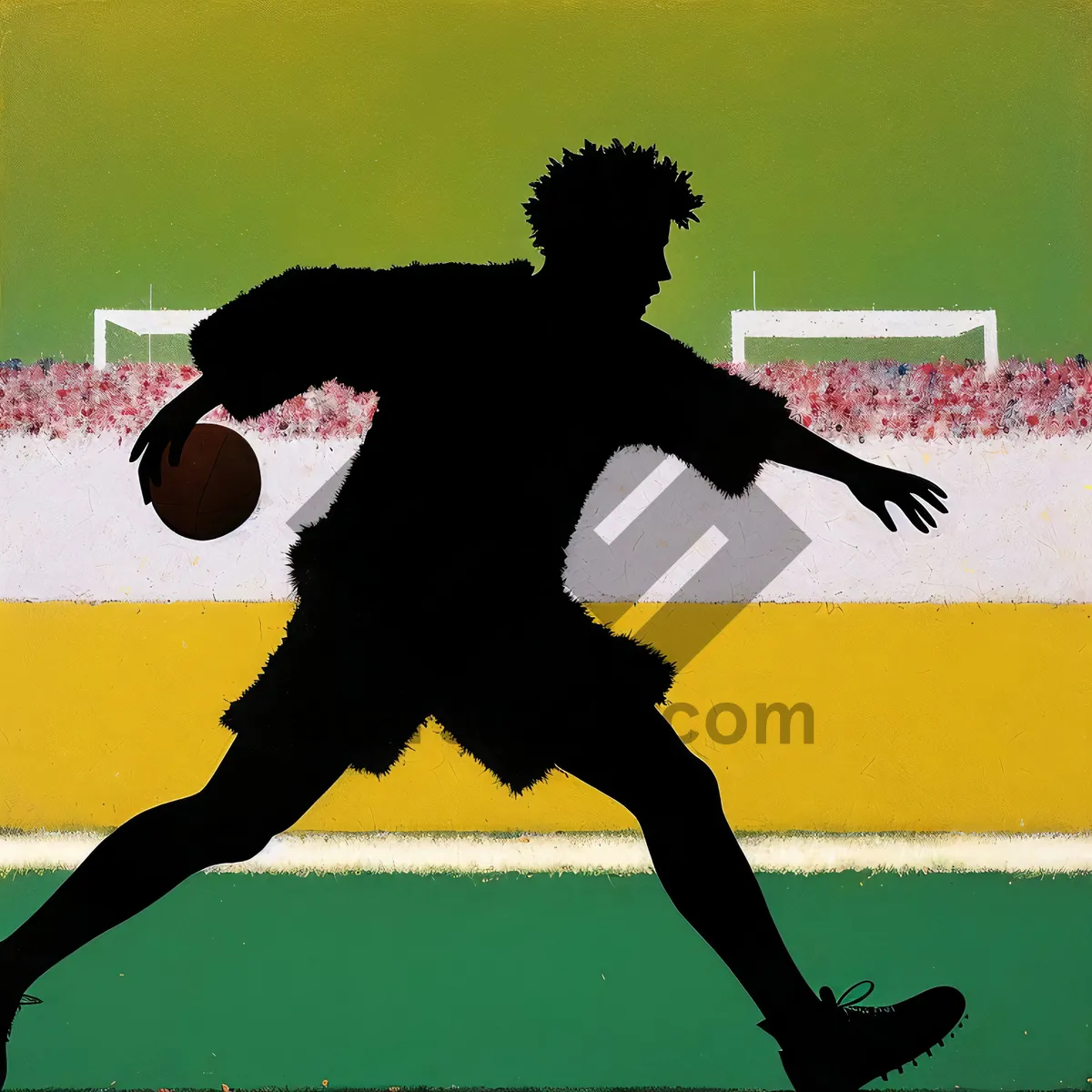 Picture of Black silhouette man dancing with ball in competition