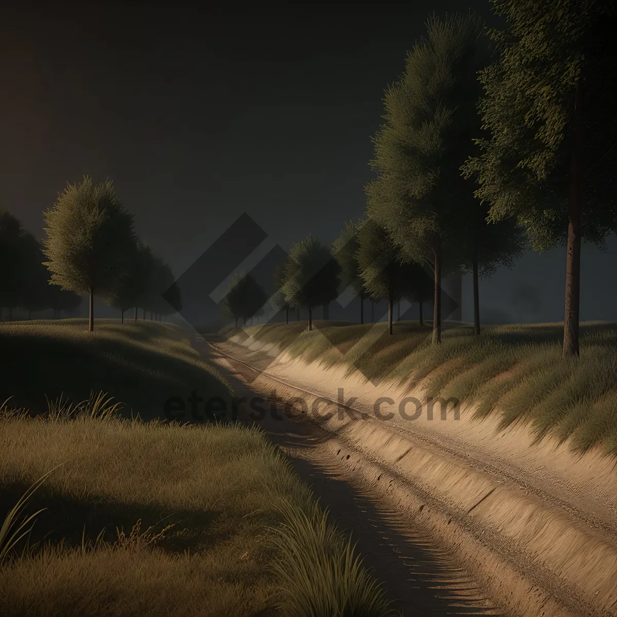 Picture of Serene Countryside Drive Under Clear Blue Sky