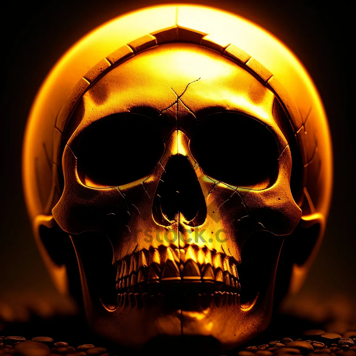 Picture of Spooky Jack-o-Lantern face with glowing candle flame