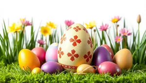 Spring Easter Egg decoration with flowers and bunny