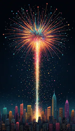 Colorful firework display lighting up the night sky