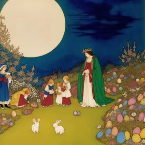 Cotton Holiday Bib Cartoon Card with Moon Decoration