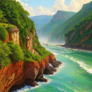 Majestic Coastal Cliff overlooking Turquoise Ocean